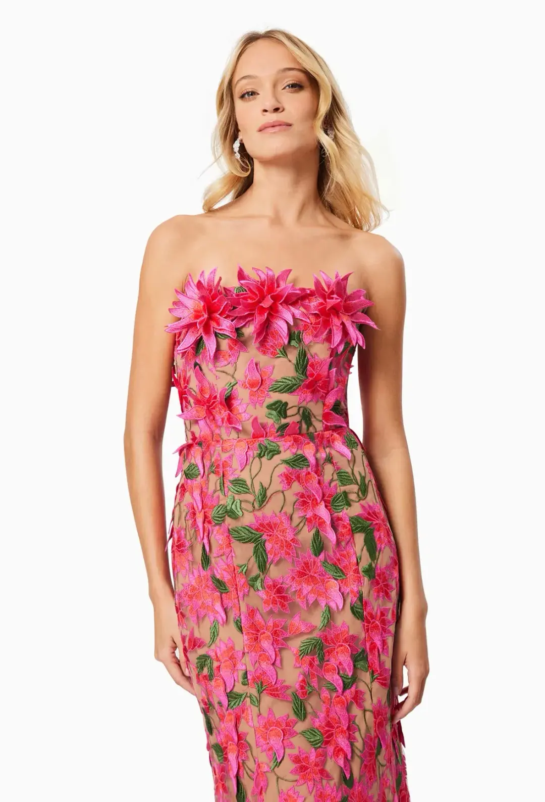 Elliatt Valentina Midi Dress Pink Multi Floral Size 8 for rent on The Volte - main image