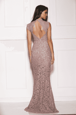 Grace & Hart Formal Lace Mushroom Pink Valentine Gown Size 8 for rent on The Volte - image 2