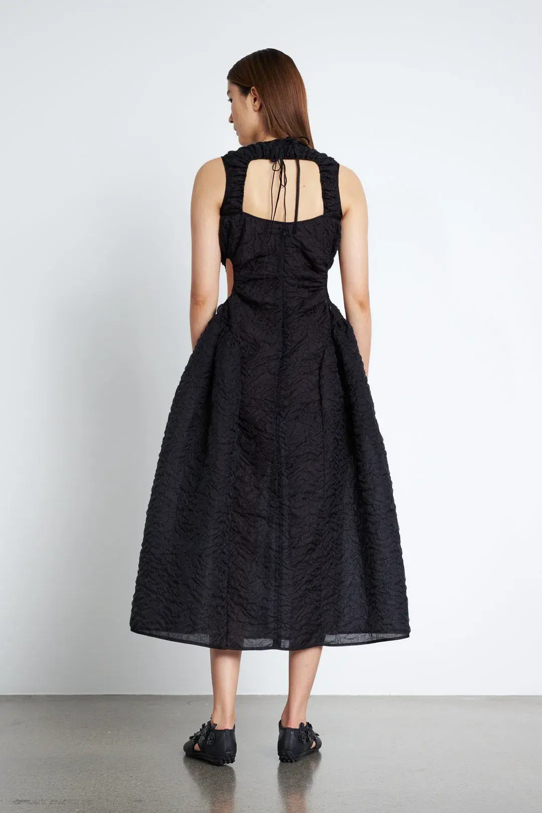 Cecilie Bahnsen Samara Midi Dress Black Size 8 for rent on The Volte - main image