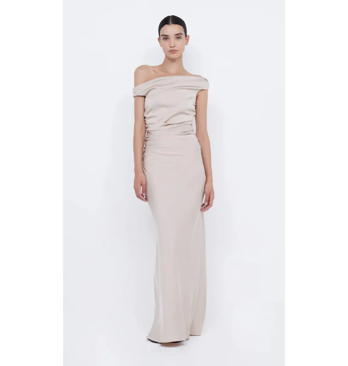 Bec & Bridge Eternity Off Shoulder Maxi Dress Sand Size AU 14 - Image 1