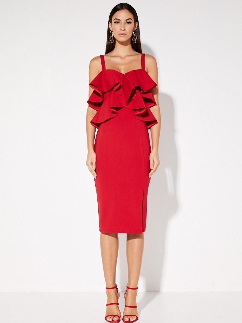 Mossman Beyond this moment red dress size 6 for rent on The Volte - main image