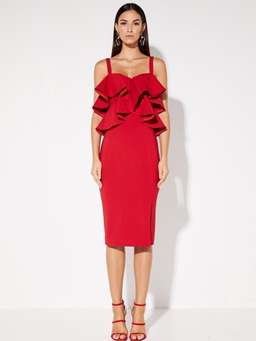 Mossman Beyond this moment red dress size 6 for rent on The Volte - image 1