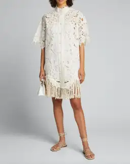 Zimmermann Wavelength Shirt Dress Ivory Size 0 / AU 8