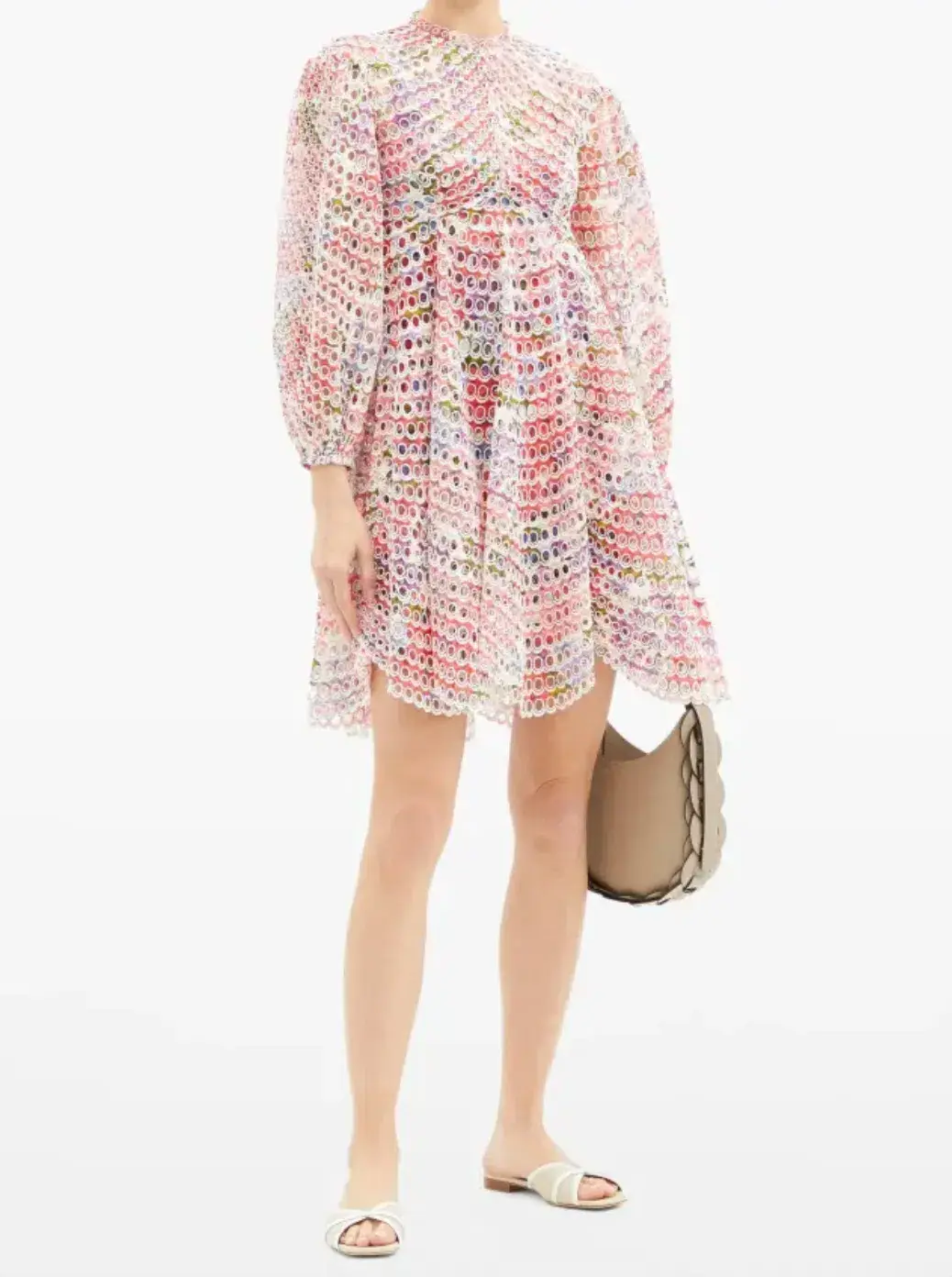 Zimmermann Poppy Eyelet Mini Dress Crimson Floral Size 0 / AU 8 for rent on The Volte - main image