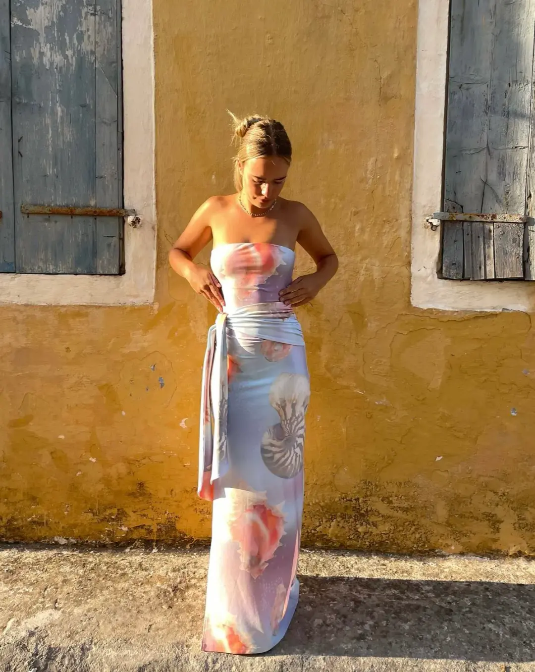 Odysseus & Penelope Draped Strapless Dress Ocean Pearl Size Extra Small / AU 6 for rent on The Volte - main image