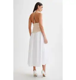 Meshki Katie Knit Linen and Midi Dress Natural/White Size XS / AU 6 for rent on The Volte - image 6