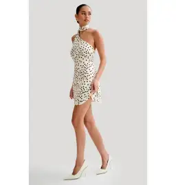 Meshki Joan Satin Asymmetrical Mini Dress Polka Dot Size AU 6 for rent on The Volte - image 5
