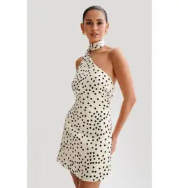 Meshki Joan Satin Asymmetrical Mini Dress Polka Dot Size AU 6 for rent on The Volte - image 4