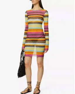 Missoni Zigzag Semi-Sheer Knitted Mini Dress Multi Size AU 6 for rent on The Volte - image 1