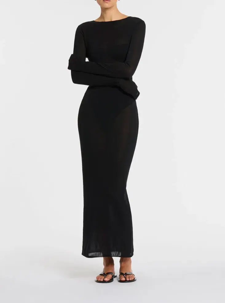 Sir the Label Eva Knit Midi Dress Black Size 0P / AU 6 for rent on The Volte - main image