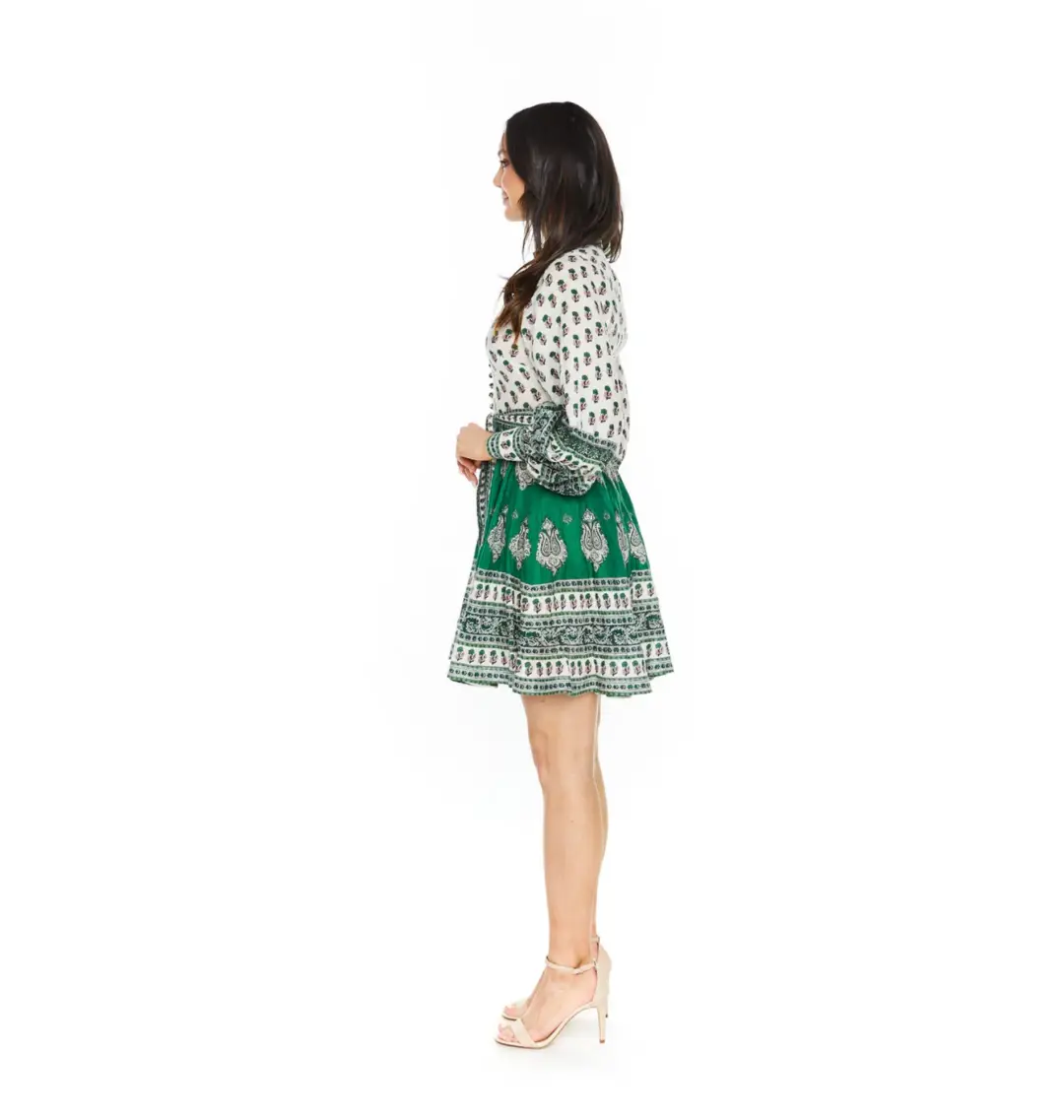 Zimmermann Emerald Buttoned Dress Multi 2 / AU 12 for rent on The Volte - main image
