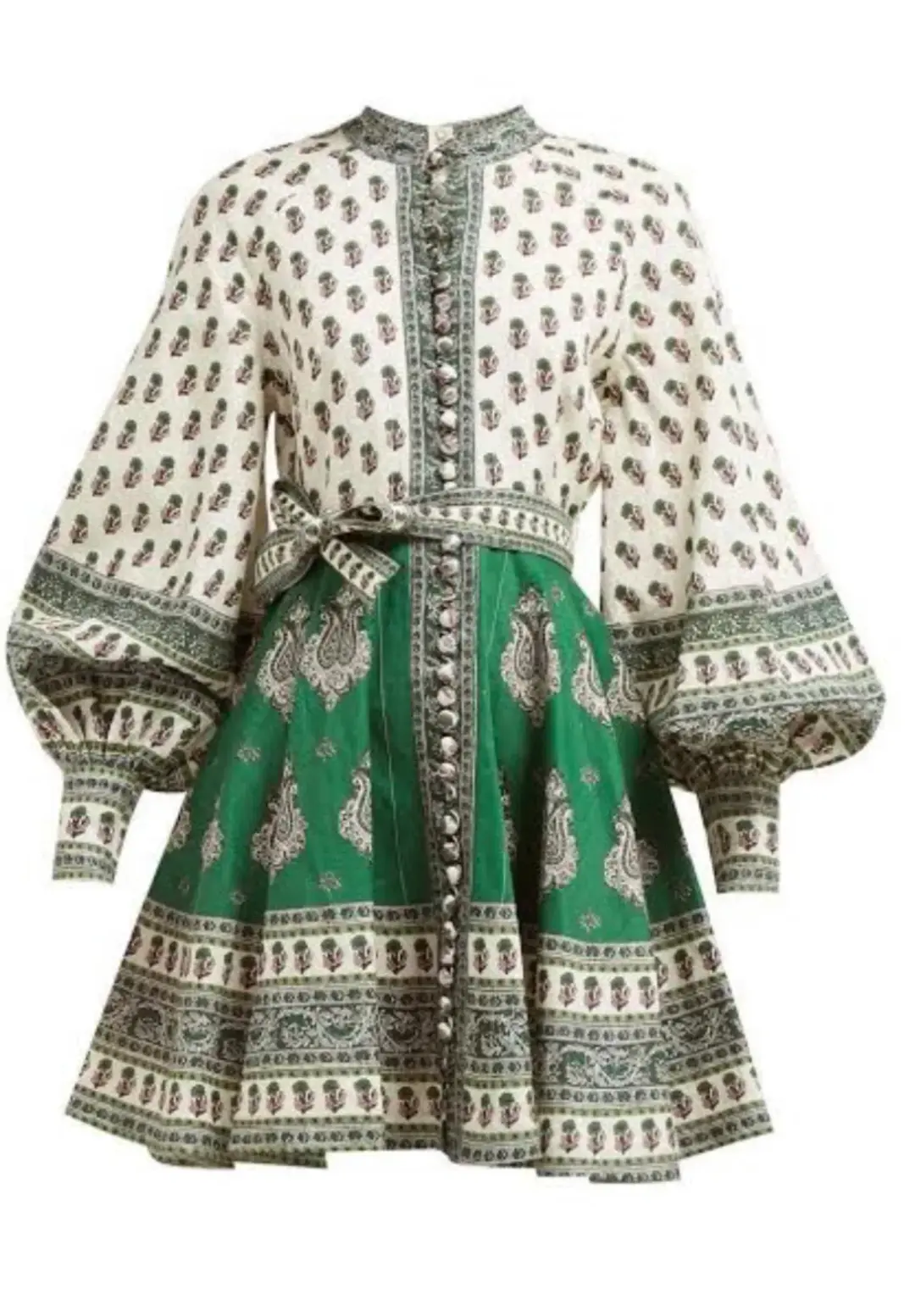 Zimmermann Emerald Buttoned Dress Multi 2 / AU 12 for rent on The Volte - main image