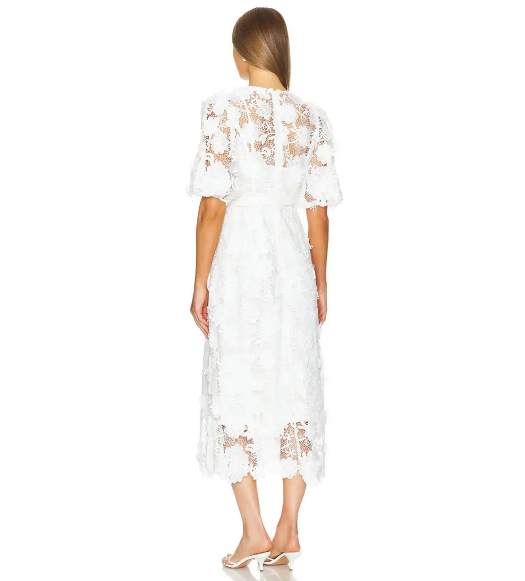 Zimmermann The Halliday Lace Flower Dress In Ivory Size 2/ Au12 for rent on The Volte - main image