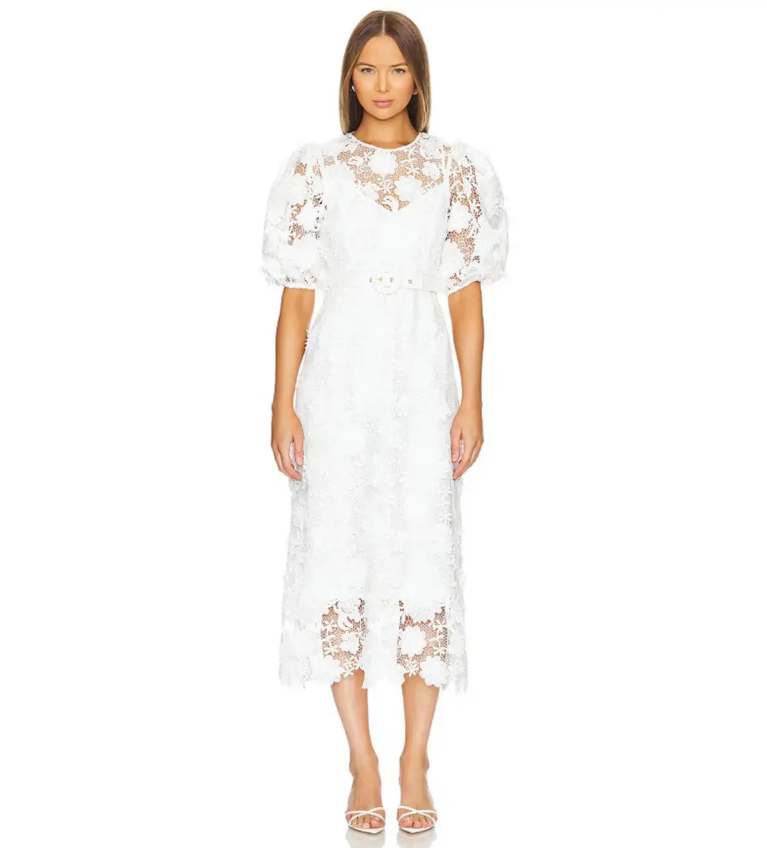 Zimmermann The Halliday Lace Flower Dress In Ivory Size 2/ Au12 for rent on The Volte - main image