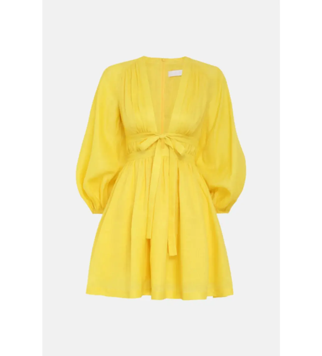 Zimmermann The Shelly Plunge Bow Mini Dress in Yellow Size 1/Au 10 for rent on The Volte - main image