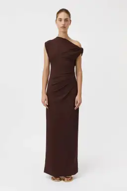 Camilla And Marc Annalise Draped Maxi Dress In Chocolate Brown Size 8 for rent on The Volte - image 3