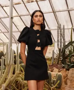 Rebecca Vallance Aubree Flower Mini Dress Black Size 12 for rent on The Volte - image 1