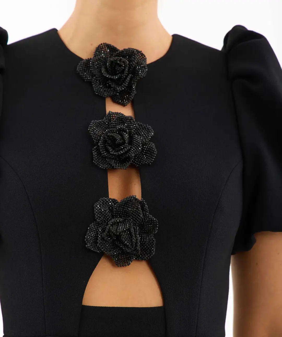 Rebecca Vallance Aubree Flower Mini Dress Black Size 12 for rent on The Volte - main image