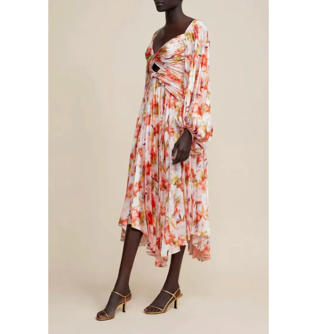 Acler Aurora Midi Dress Rouge Medley Print Size AU 10 for rent on The Volte - main image