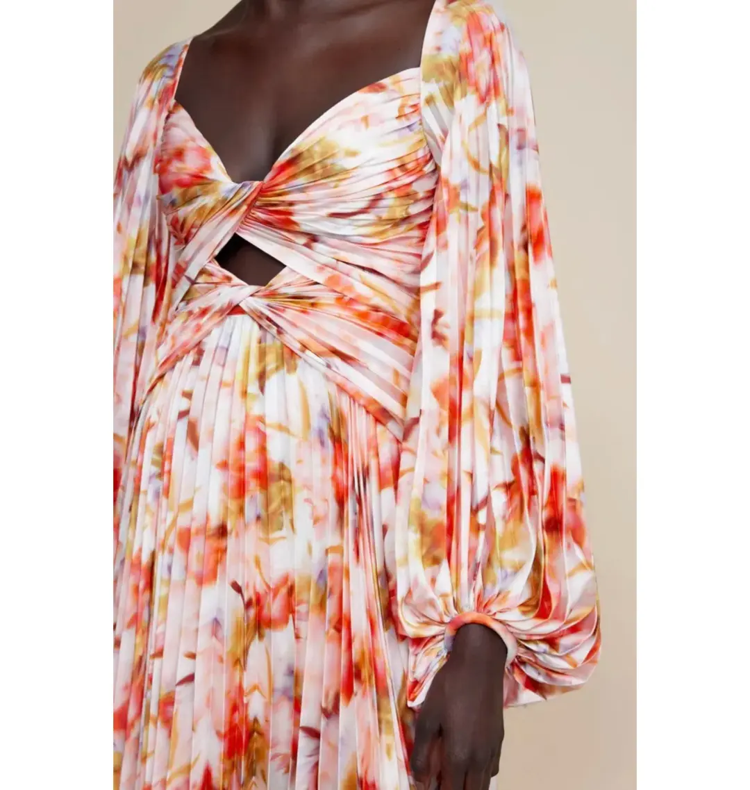 Acler Aurora Midi Dress Rouge Medley Print Size AU 10 for rent on The Volte - main image