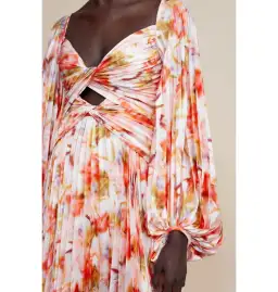 Acler Aurora Midi Dress Rouge Medley Print Size AU 10 for rent on The Volte - image 2