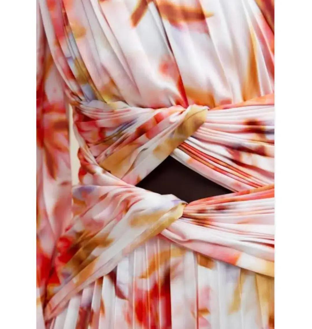 Acler Aurora Midi Dress Rouge Medley Print Size AU 10 for rent on The Volte - main image