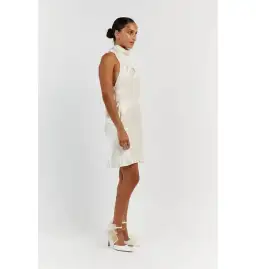 Dissh Aisle Pearl Satin Backless Mini Dress White Size AU 10 for rent on The Volte - image 2