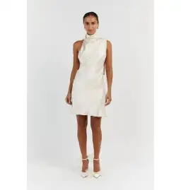 Dissh Aisle Pearl Satin Backless Mini Dress White Size AU 10 for rent on The Volte - image 1