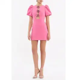 Rebecca Vallance Aubree Flower Mini Dress Rose Size AU 12 for rent on The Volte - image 1