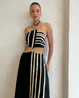 Sir the Label Linocut Beaded Halter Maxi Dress Ligne Print Size 8 for rent on The Volte - image 2