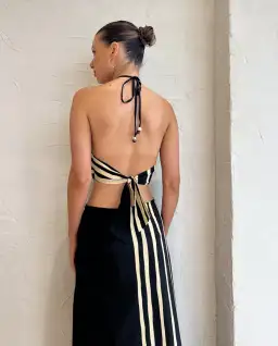 Sir the Label Linocut Beaded Halter Maxi Dress Ligne Print Size 8 for rent on The Volte - image 3