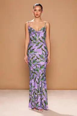 Sonya Moda Portofino Maxi Dress Tulipani Viola Floral Size 12