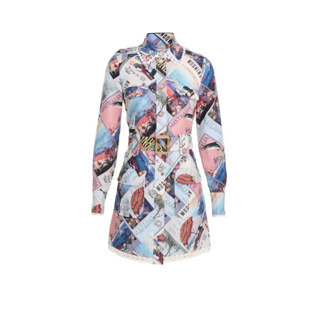 Zimmermann Postcard Shirt Mini Dress Print Size 2 / AU 12 for rent on The Volte - main image