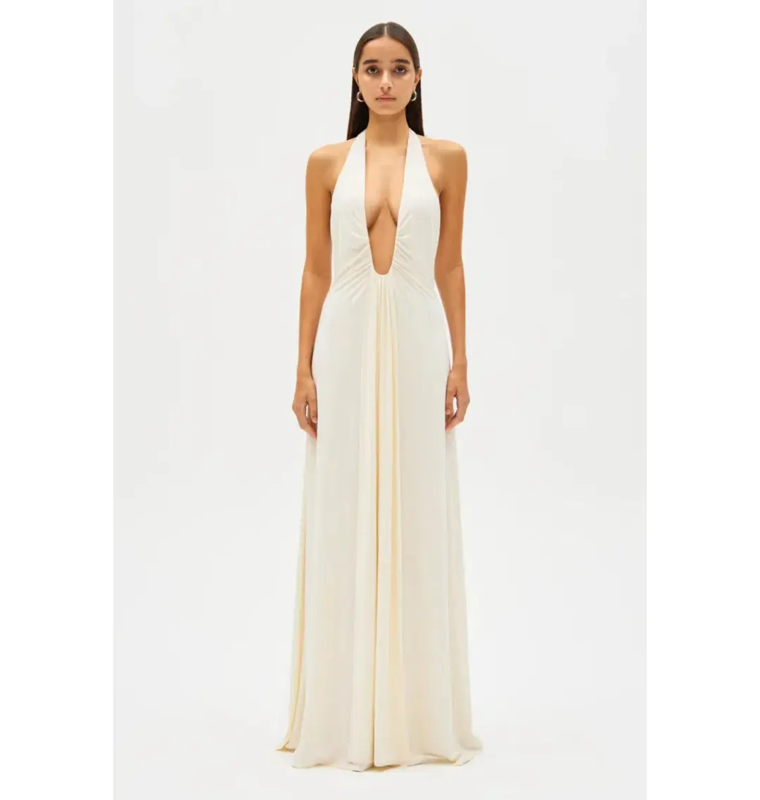 MISHA Jennifer Cupro Maxi Dress Ivory Size 6/XS for rent on The Volte - main image
