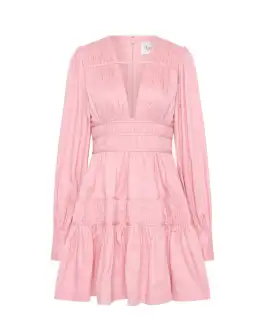 Aje Fallingwater Ruched Mini Dress in Chalk Pink Size AU 16 for rent on The Volte - image 3
