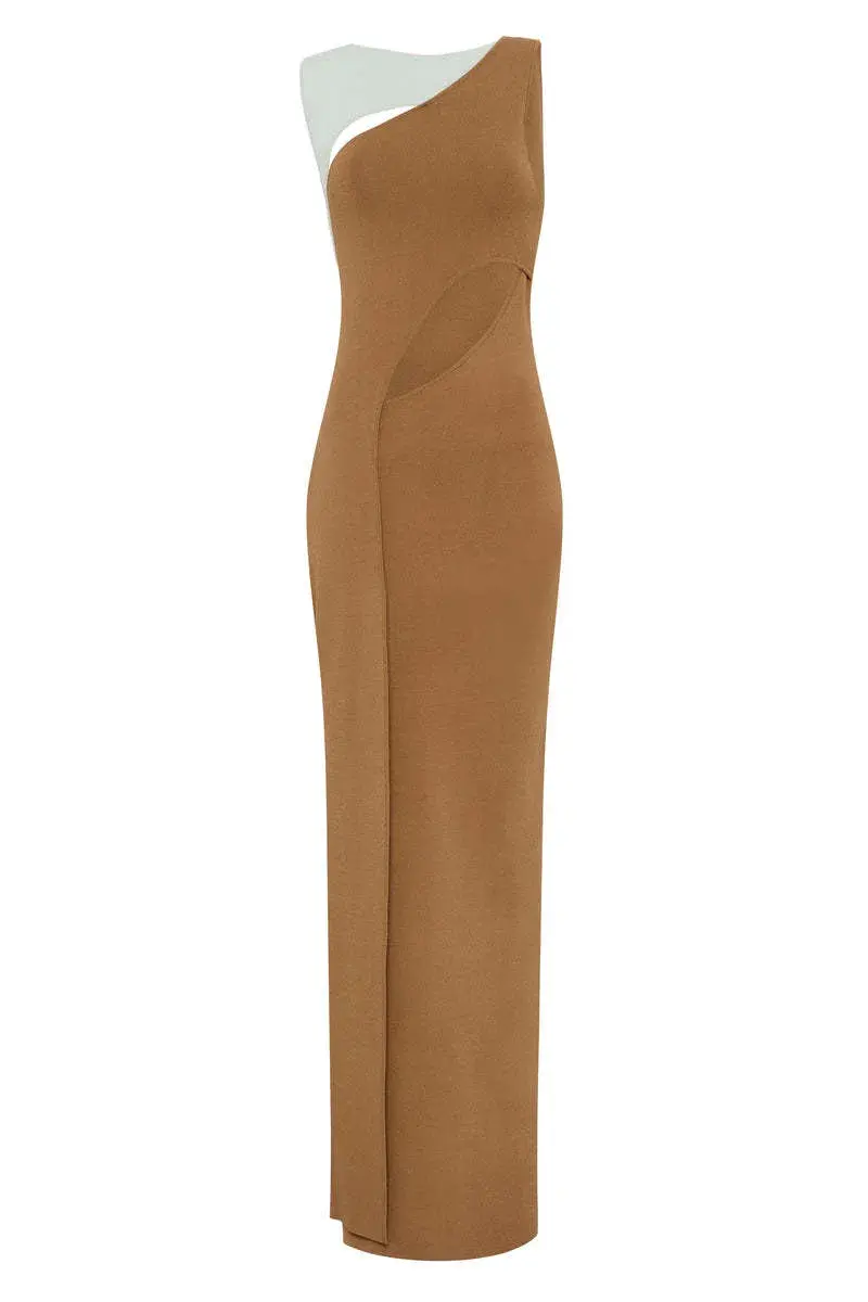 Sir the Label Nadja Cut Out Dress in Cinnamon Size 1 / AU 8 for rent on The Volte - main image