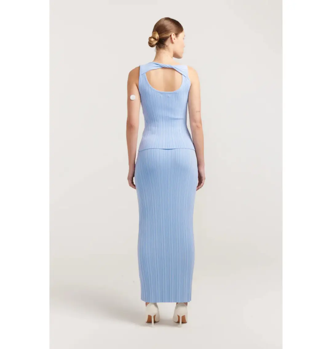 Henne Romee Rib Knit Top Size 6 and Knit Skirt Size 8 Cloud Blue for rent on The Volte - main image