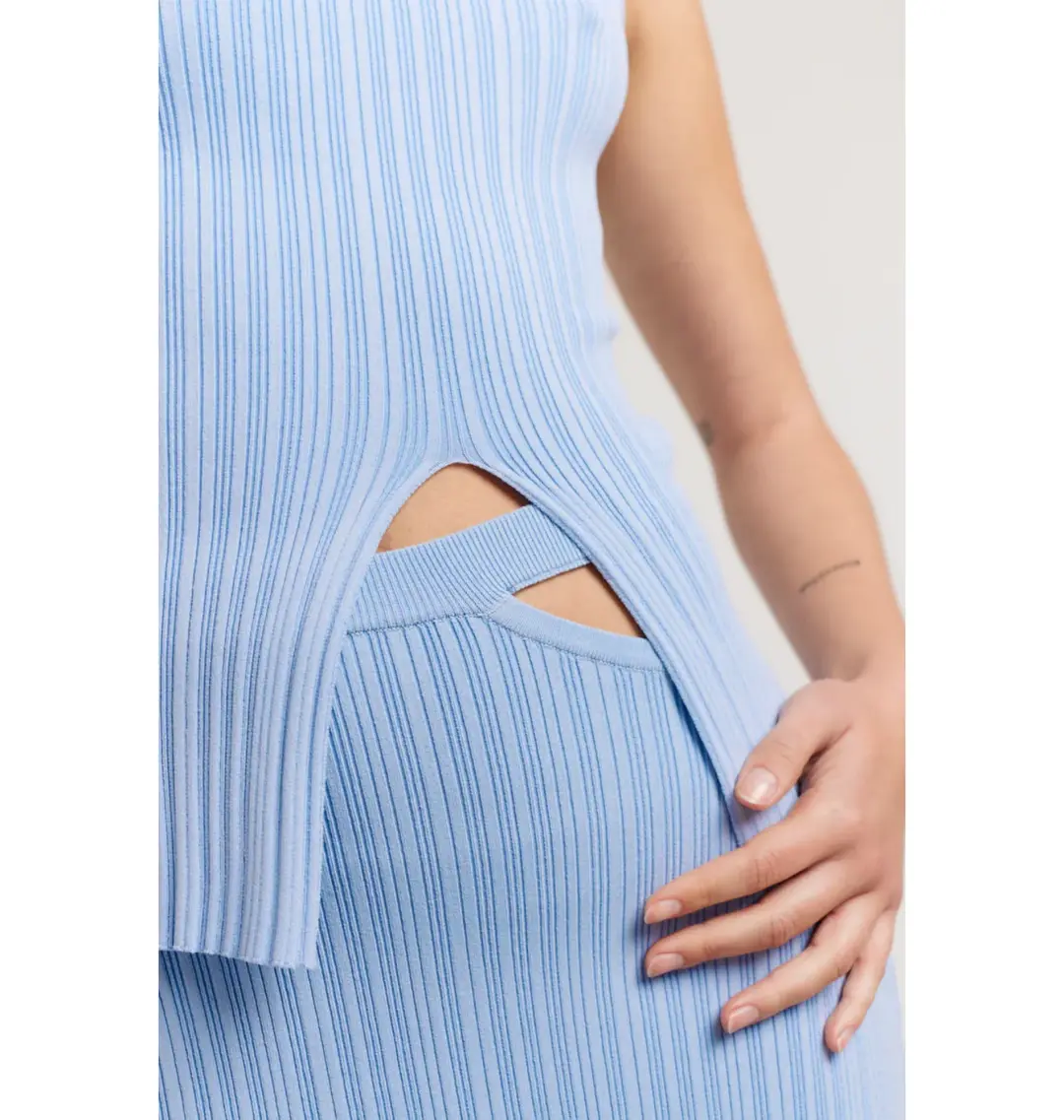 Henne Romee Rib Knit Top Size 6 and Knit Skirt Size 8 Cloud Blue for rent on The Volte - main image