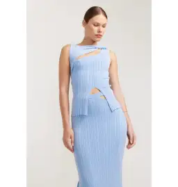 Henne Romee Rib Knit Top Size 6 and Knit Skirt Size 8 Cloud Blue for rent on The Volte - image 2