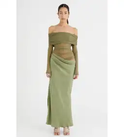 Benni Yasmin off Shoulder Dress in Pistachio Size 8 for rent on The Volte - image 1