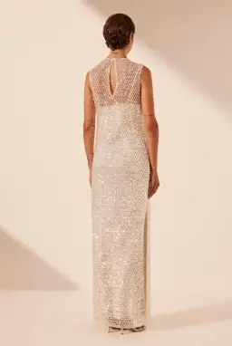 Shona Joy Asteri High Neck Maxi Dress Silver Size 10 for rent on The Volte - image 4