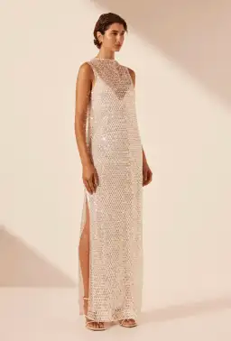 Shona Joy Asteri High Neck Maxi Dress Silver Size 10 for rent on The Volte - image 2