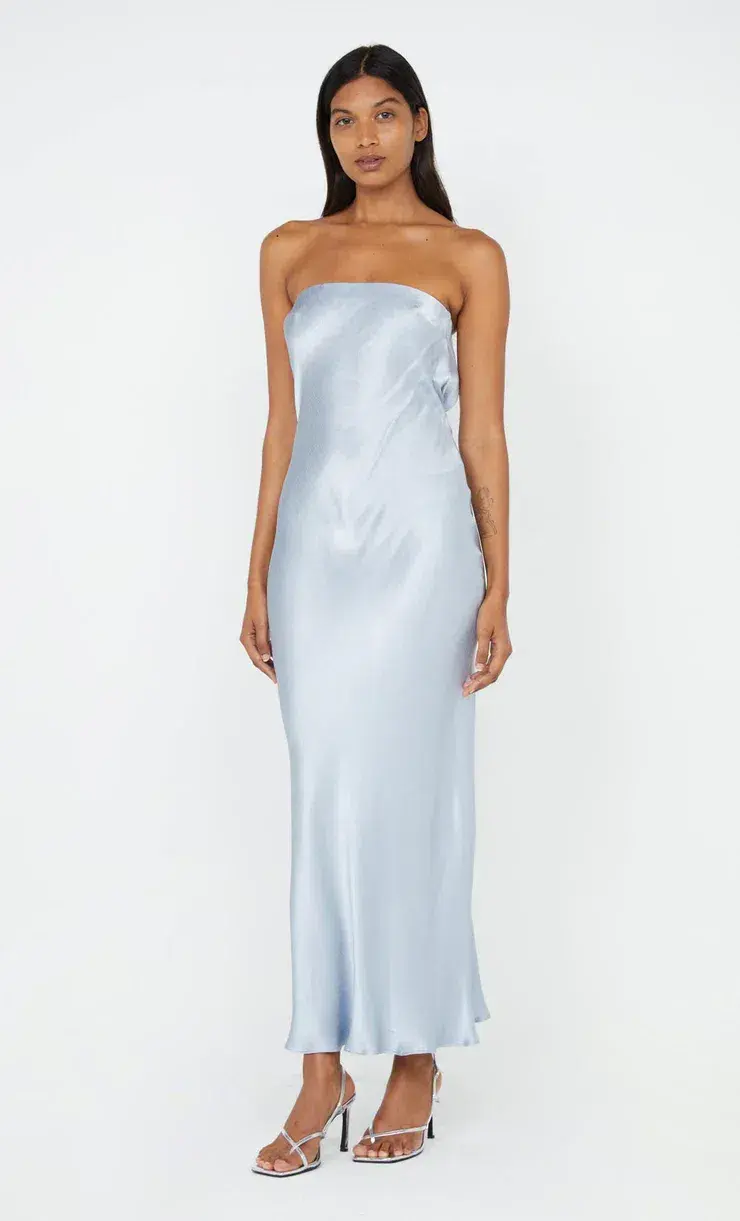 Bec and Bridge Moon Dance Strapless Maxi Dress Dusty Blue Size 10 for rent on The Volte - main image