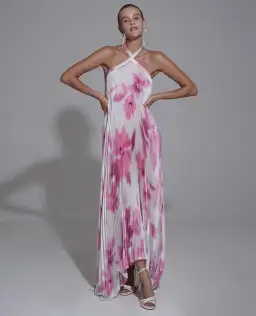 L'Idee Deesse Gown Jardin Pink Floral Print Size 12 for rent on The Volte - image 3