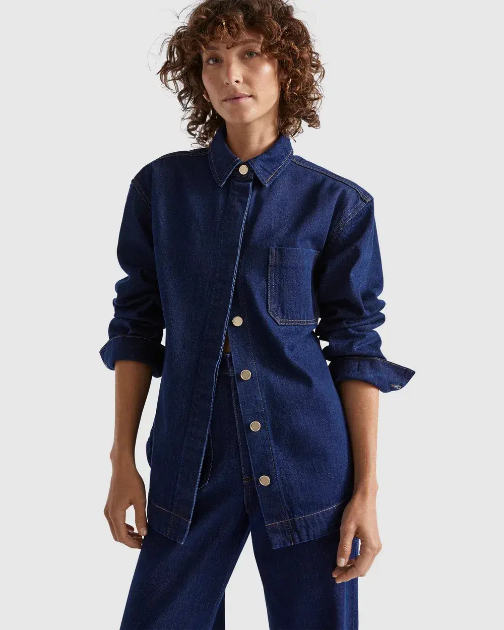 Seed Heritage Denim Classic Shirt Size 6 & Pocket High Waisted Jeans Size 10 Set Neptune Wash for rent on The Volte - main image