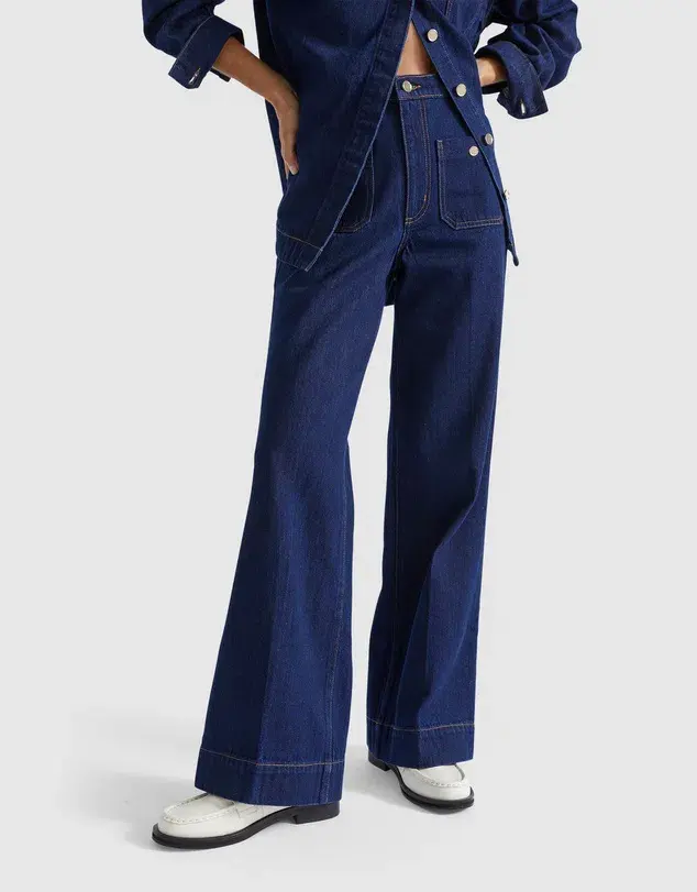 Seed Heritage Denim Classic Shirt Size 6 & Pocket High Waisted Jeans Size 10 Set Neptune Wash for rent on The Volte - main image