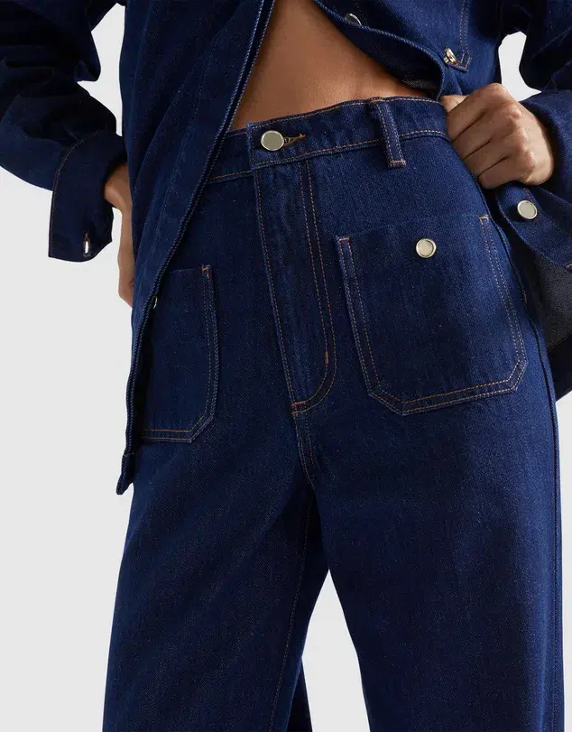 Seed Heritage Denim Classic Shirt Size 6 & Pocket High Waisted Jeans Size 10 Set Neptune Wash for rent on The Volte - main image