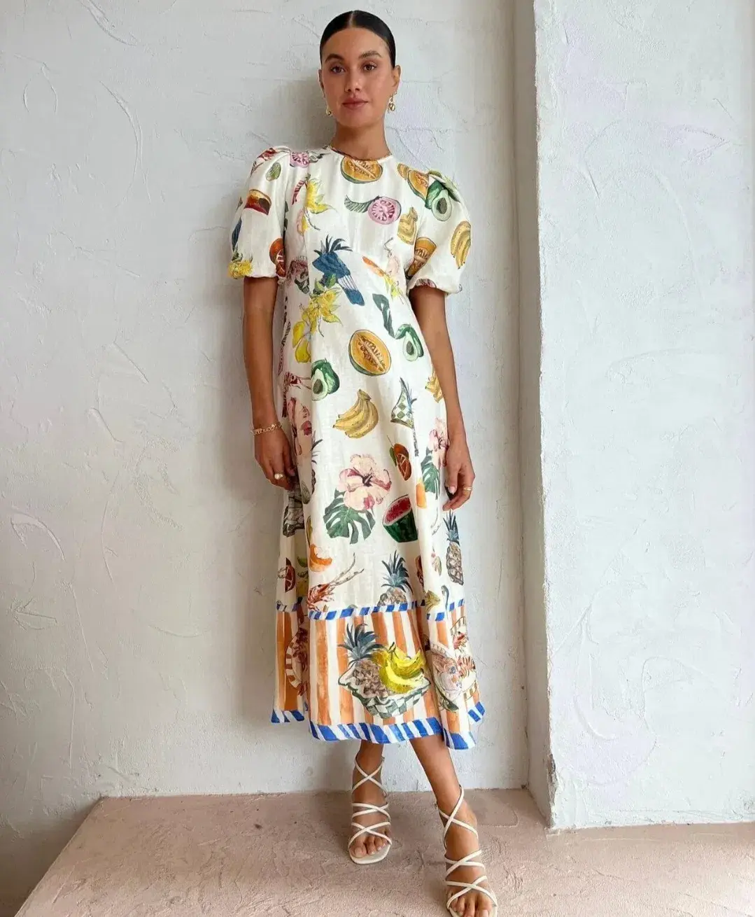 Alemais Theo Midi Dress in Print Size 12 for rent on The Volte - main image