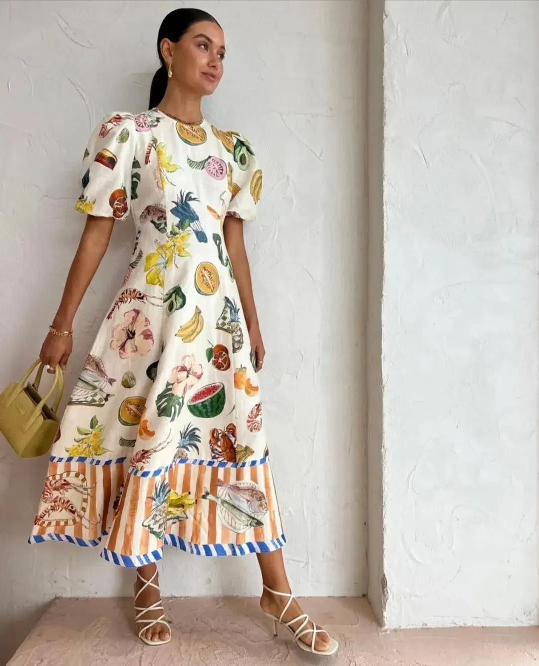 Alemais Theo Midi Dress in Print Size 12 for rent on The Volte - main image