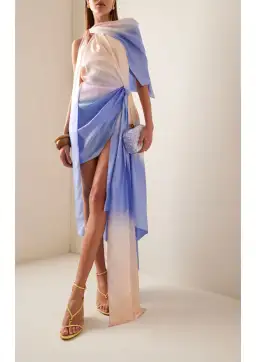 Zimmermann Natura Scarf Mini Dress in Blue Fields Size 0 / AU 8 for rent on The Volte - image 1